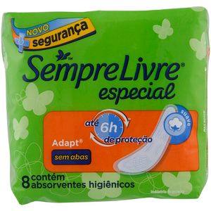 Absorvente Adapt sem Abas com 8 Unidades Sempre Livre
