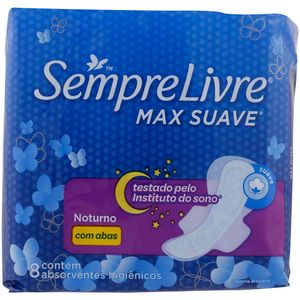 Absorvente Cobertura Suave Noturno com Abas com 8 Unidades Sempre Livre