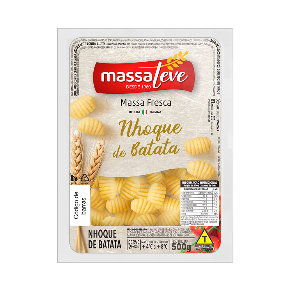Encontraproduto.com.br - NHOQUE MASSA LEVE BATATA 500G
