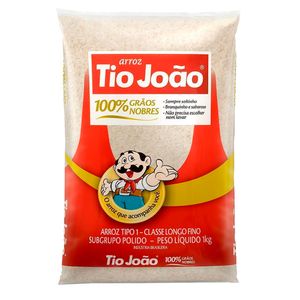 Arroz Branco Tio João 100% Grãos Nobres Tipo 1 1kg