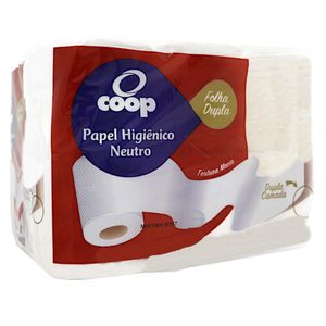 Papel Higiênico Folha Dupla Coop com 16 Rolos com 30 Metros