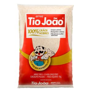 Arroz Branco Tio João 100% Grãos Nobres Tipo 1 com 2kg