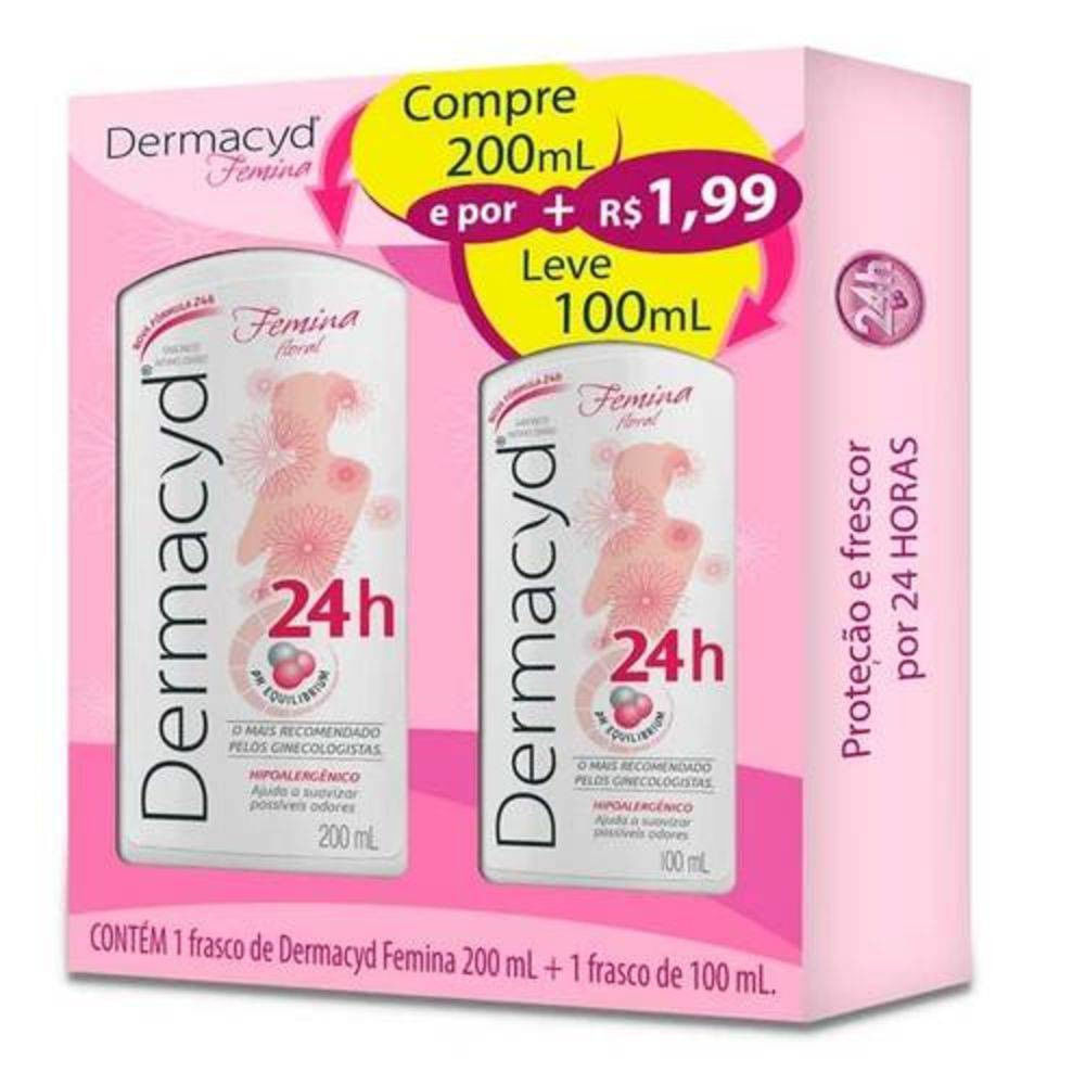 Sabonete Líquido Íntimo Dermacyd Feminina 200ml + 1,99 100ml ...