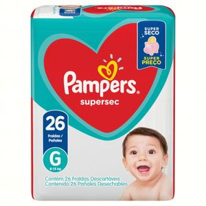 Fralda Pampers Supersec Pacotão G com 26 Unidades