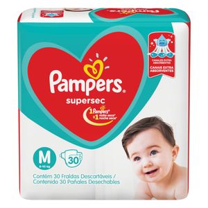 Fralda Pampers Supersec Pacotão M com 30 Unidades