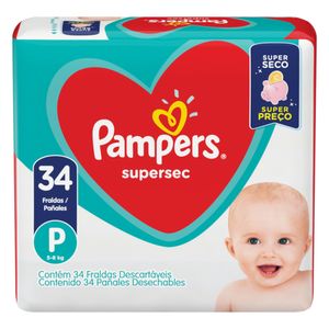 Fralda Pampers Supersec Pacotão P com 34 Unidades