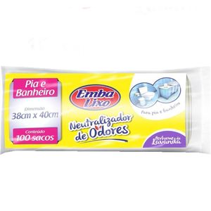Saco para Lixo Banheiro e Pia Embalixo Neutro Odor com 100 Unidades