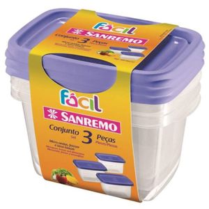 Conjunto de potes retangular plástico Sanremo leve 5 pague 4 unidades
