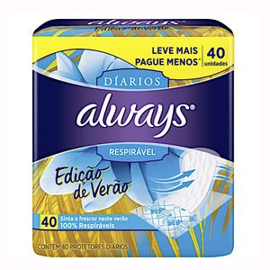 Absorvente protetor diário respirável 40 unidades Always