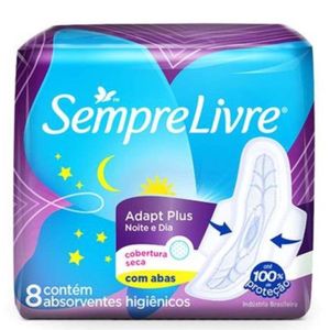 Absorventes com Abas Adapt Plus com 8 Unidades Sempre Livre