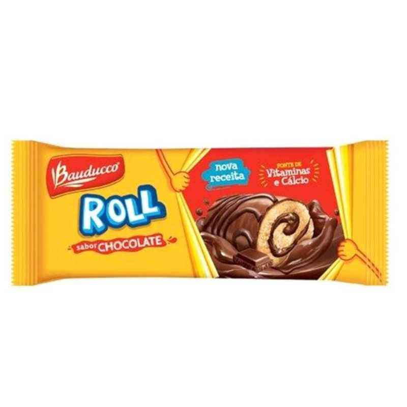 Bolinho Roll Baunilha com Chocolate 34g - Bauducco - Doce Malu