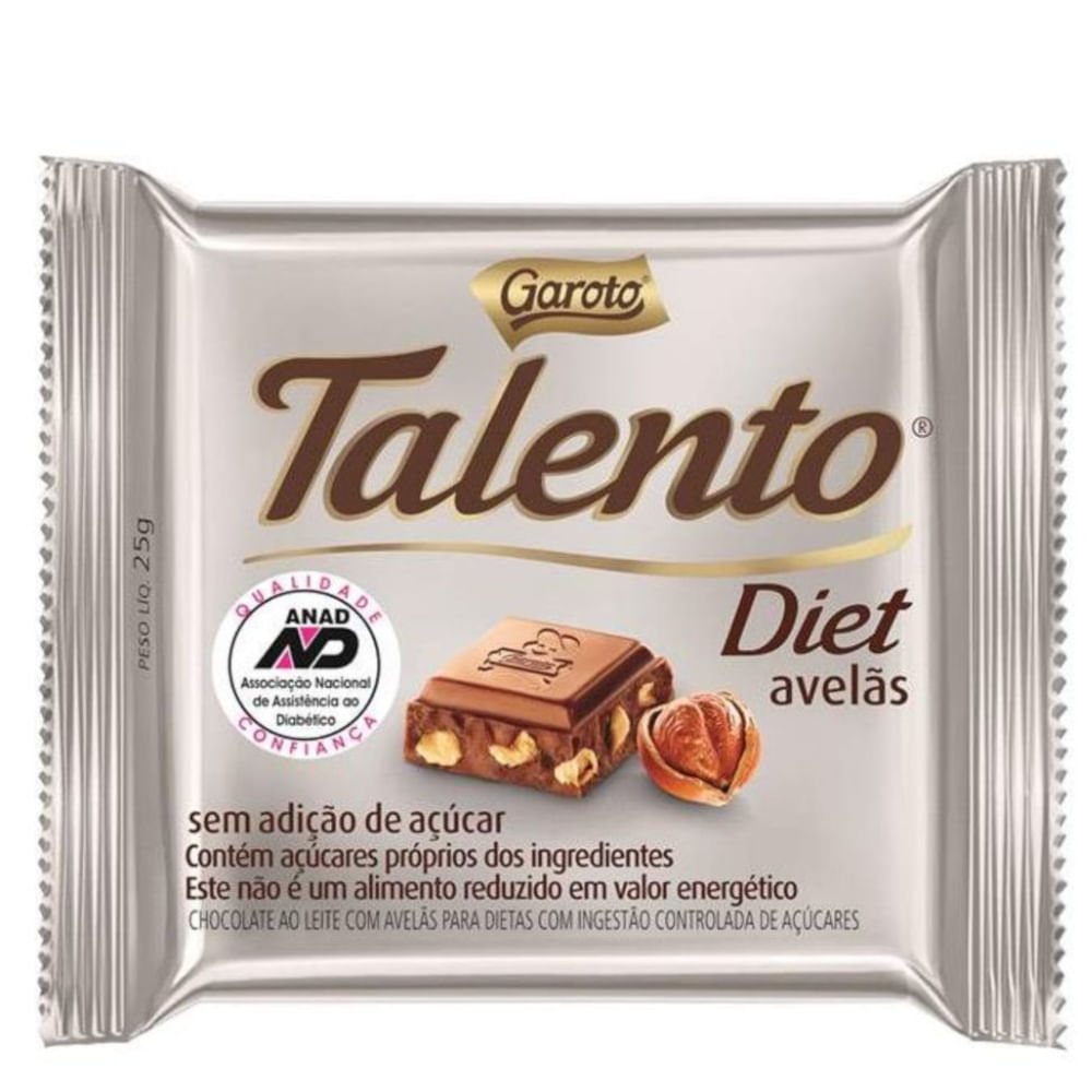 Chocolate Talento Diet Ao Leite Com Avelã 25g Supermercado Coop