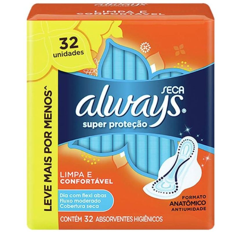 Absorvente-com-Abas-Seca-Super-Protecao-Always-Pacote-32-Unidades-Leve-Mais-Pague-Menos-s