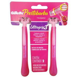 Aparelho prestobarba ultragrip 3 feminino com 2 unidades Gillette
