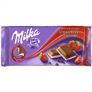 Tablete de chocolate sabor strawberry yoghurt Milka 100g