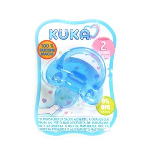 Chupeta Kuka Soft Ortodôntica Silicone Azul N°2