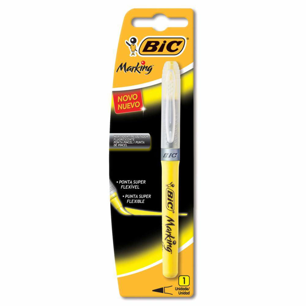 Marcador de texto ponta flexivel amarelo Bic