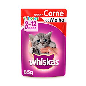 Ração úmida para gatos filhotes sabor carne jelly Whiskas 85g