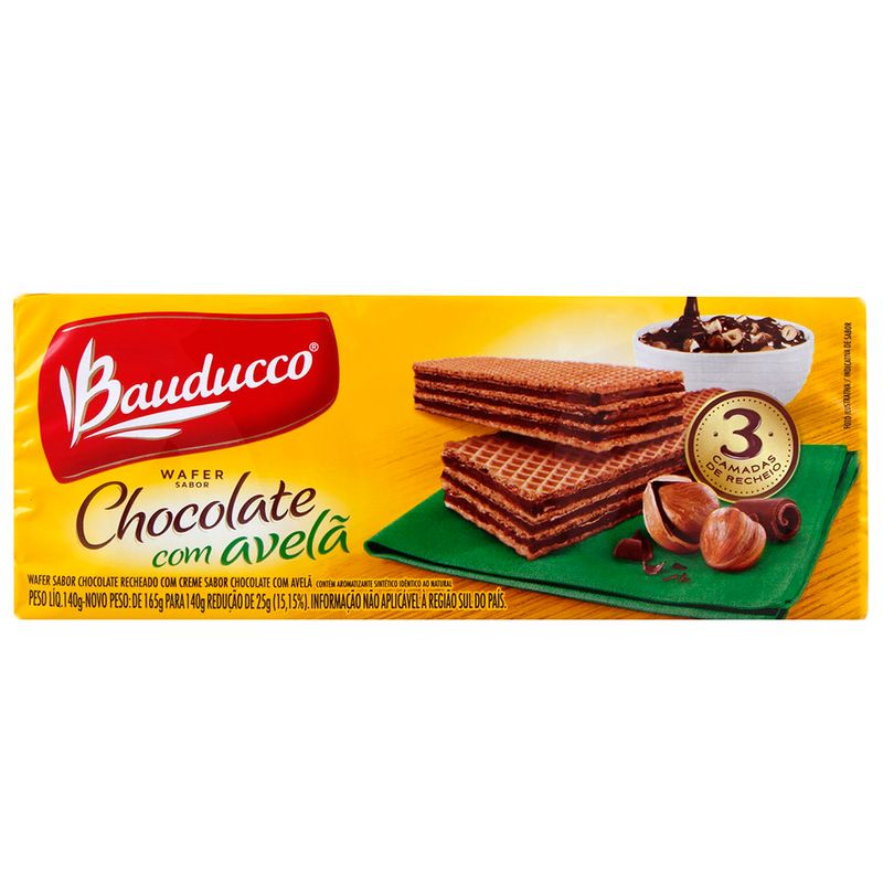 Biscoito Wafer Bauducco Chocolate com Avelã 140g - Supermercado Coop