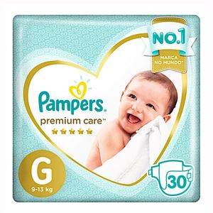 Fralda premium care mega tamanho G com 30 unidades Pampers