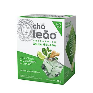 Chá Leão Gelado Verde, Gengibre e Limão | Com 10 Sachês