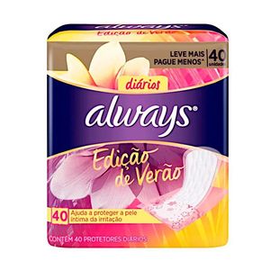 Protetor diário sensitive summer com 40 unidades Always