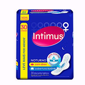 Absorvente noturno suave com abas e cobertura seca 30 unidades Intimus