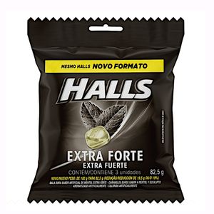 Bala Mentol Extra Forte Halls Pacote 82,5g 3 Unidades