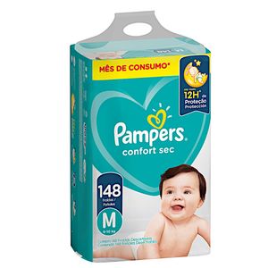 Fralda Descartável Infantil Confort Sec M com 148 Unidades Pampers