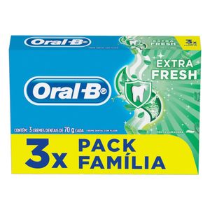 Creme Dental Extra Fresh Oral B 70g com 3 Unidades