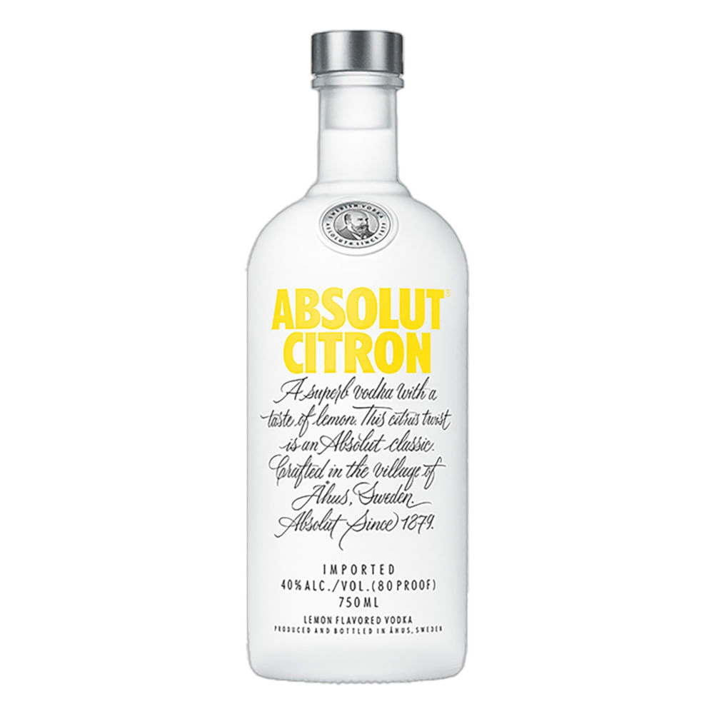 Vodka Destilada Saborizada Absolut Citron Garrafa 750ml