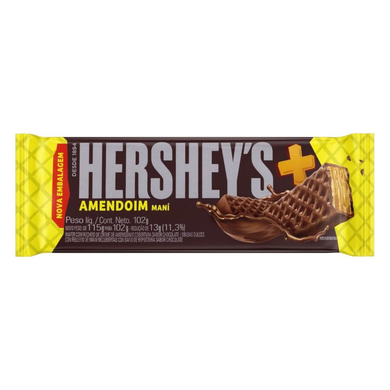 Wafer Recheio Amendoim Cobertura Chocolate Hershey's Mais 102g