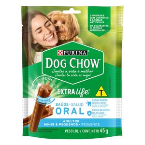 Petisco para Cães Adultos Raças Minis e Pequenas Purina Dog Chow Saúde Oral Pouch 45g 3 Unidades