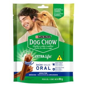 Petisco para Cães Adultos Raças Médias e Grandes Purina Dog Chow Saúde Oral Pouch 80g 3 Unidades