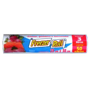 Saco para Alimentos Freezer Roll 50 Unidades 3 Litros