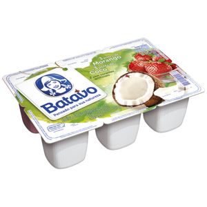 Bebida Láctea Fermentada Morango + Coco Batavo Bandeja 540g 6 Unidades