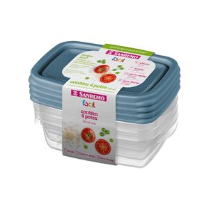 Conjunto 4 Potes de Plástico Sanremo 280ml