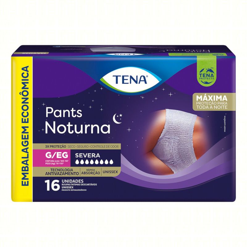 Roupa-Intima-Descartavel-Pants-Noturna-G-EG-Tena-Pacote-16-Unidades-Embalagem-Economica-s