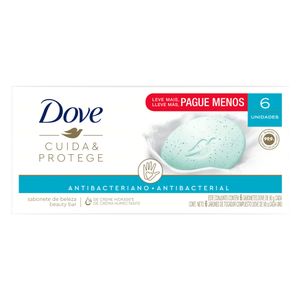 Pack Sabonete Barra Antibacteriano Dove Cuida & Protege Envoltório 6 Unidades 90g Cada