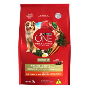 Alimento para Cães Adultos Raças Medias e Grandes Frango e Carne Purina One 2kg
