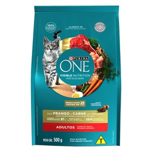 Alimento para Gatos Adultos Todas as Raças Frango e Carne Purina One 500g