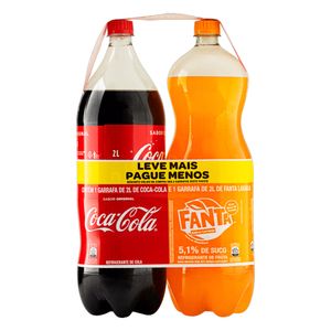 Kit Refrigerante Coca-Cola + Fanta Laranja 2 Litros