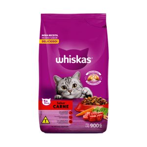 Alimento para Gatos Adultos Sabor Carne Whiskas 900g