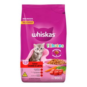 Alimento para Gatos Filhote Sabor Carne e Leite Whiskas 900g