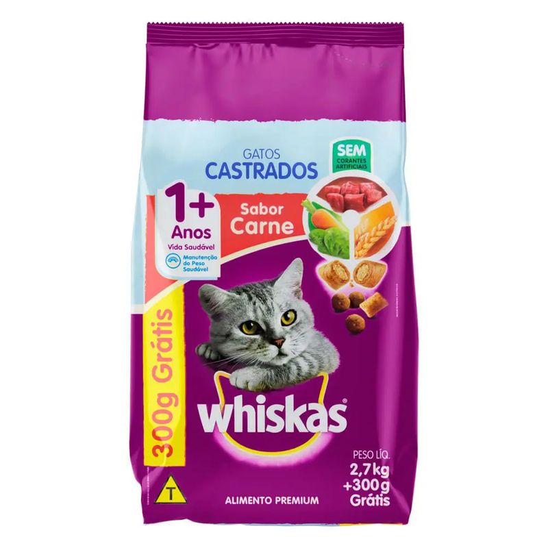 Alimento-para-Gatos-Castrados-Sabor-Carne-Whiskas-27kg
