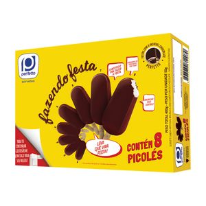 Pack Picolé Baunilha Cobertura Chocolate Perfetto Fazendo Festa Caixa 400g 8 Unidades