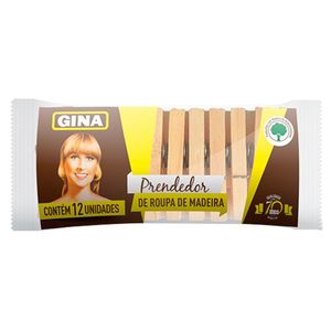 Prendedor para Roupas Gina Madeira | Com 12 Unidades