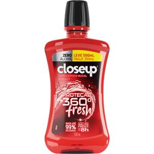 Enxaguante Bucal Sem Álcool Closeup Red Hot Proteção 360° Fresh 500ml
