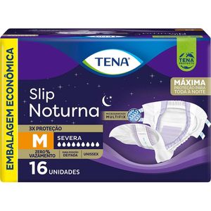 Fralda Geriátrica Unissex Tena Slip Noturna M Absorção Intensa 16 unidades