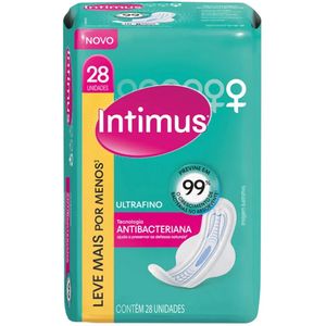 Absorvente Externo Intimus Ultrafino Antibacteriana Cobertura Suave com Abas | Com 28 Unidades